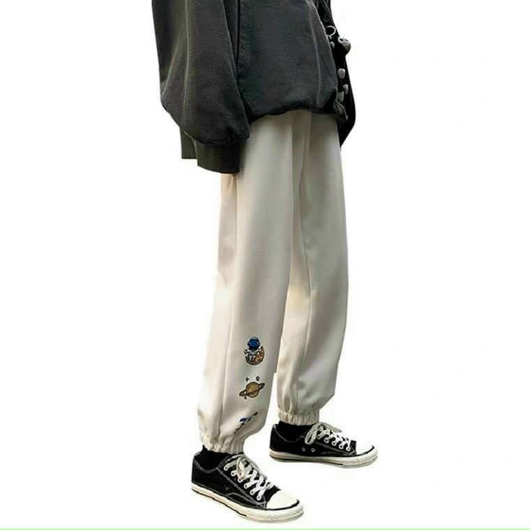 Quần jogger nam bo ống chất vải thun da cá in logo siêu hot trend