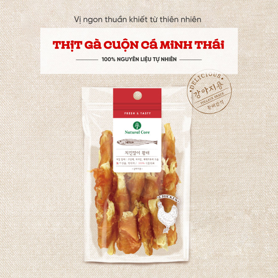 Thịt Cuộn Cá Minh Thái, Snack, Bánh Thưởng Cho Chó NATURAL CORE