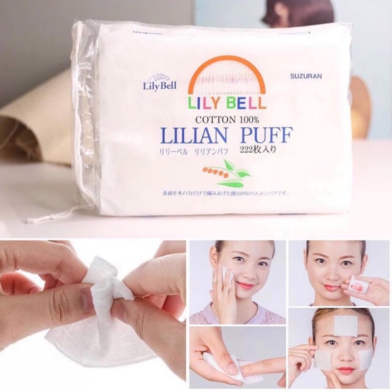 Bông Tẩy Trang LilyBell Lilian Puff Cotton 222 Miếng/ 240 miếng Hàng Công Ty- Mecskincare