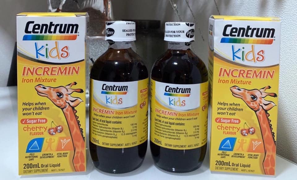 ( Mẫu Mới) Siro Centrum Kids 200ml Incremin Iron Mixture Úc