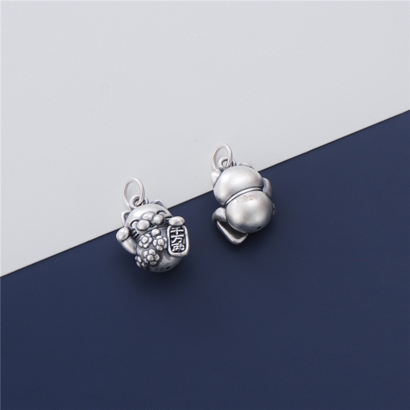 [S925] Charm bạc 3D mèo chiêu tài - MH770
