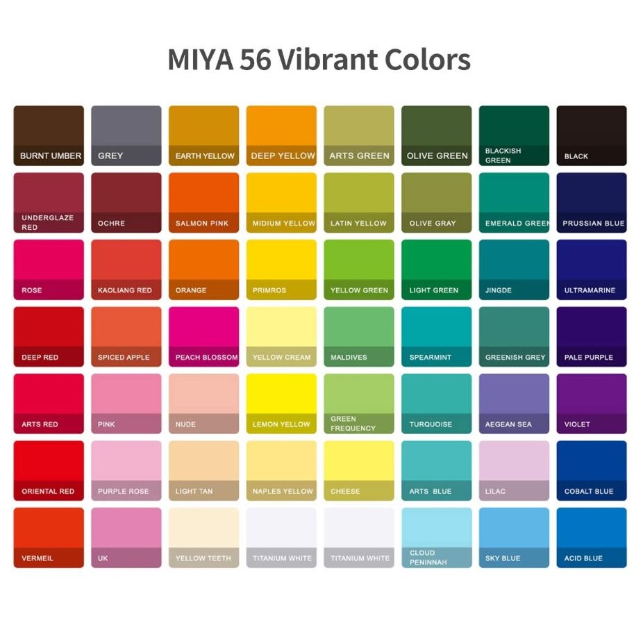 (TẶNG GIẤY VẼ) MÀU GOUACHE HIMI DẠNG THẠCH 56 MÀU 30 ML