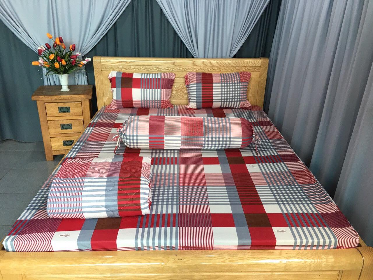 Bộ ga giường - Drap thun mẫu sọc bbry - ga thun lạnh ( 1 ga nệm, 2 vỏ gối nằm, 1 vỏ gối ôm))