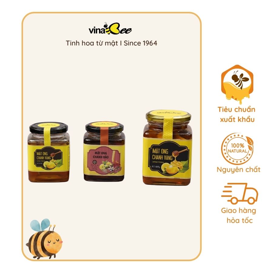 Mật ong chanh đào Vinabee 450g