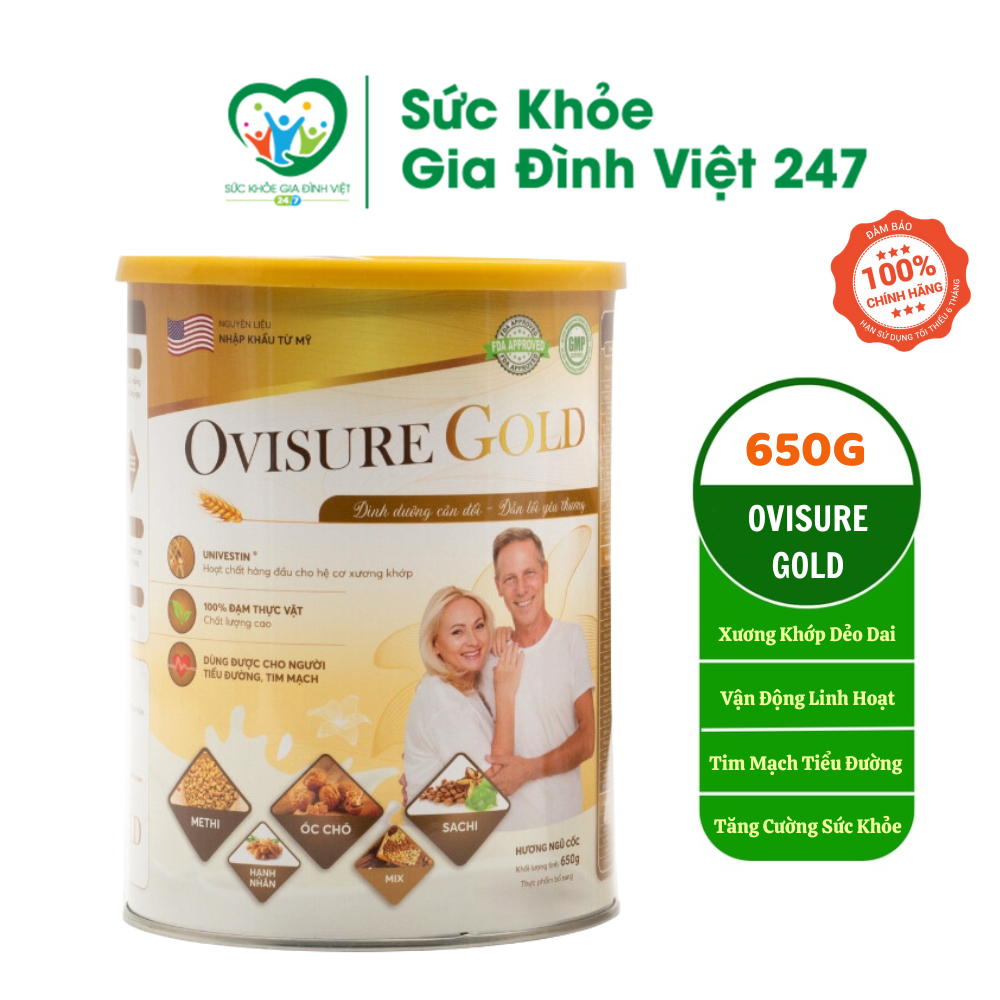 Sữa hạt xương khớp ovisure gold 650g sữa hạt thuần chay bổ sung canxi dinh dưỡng giúp xương khớp dẻo dai