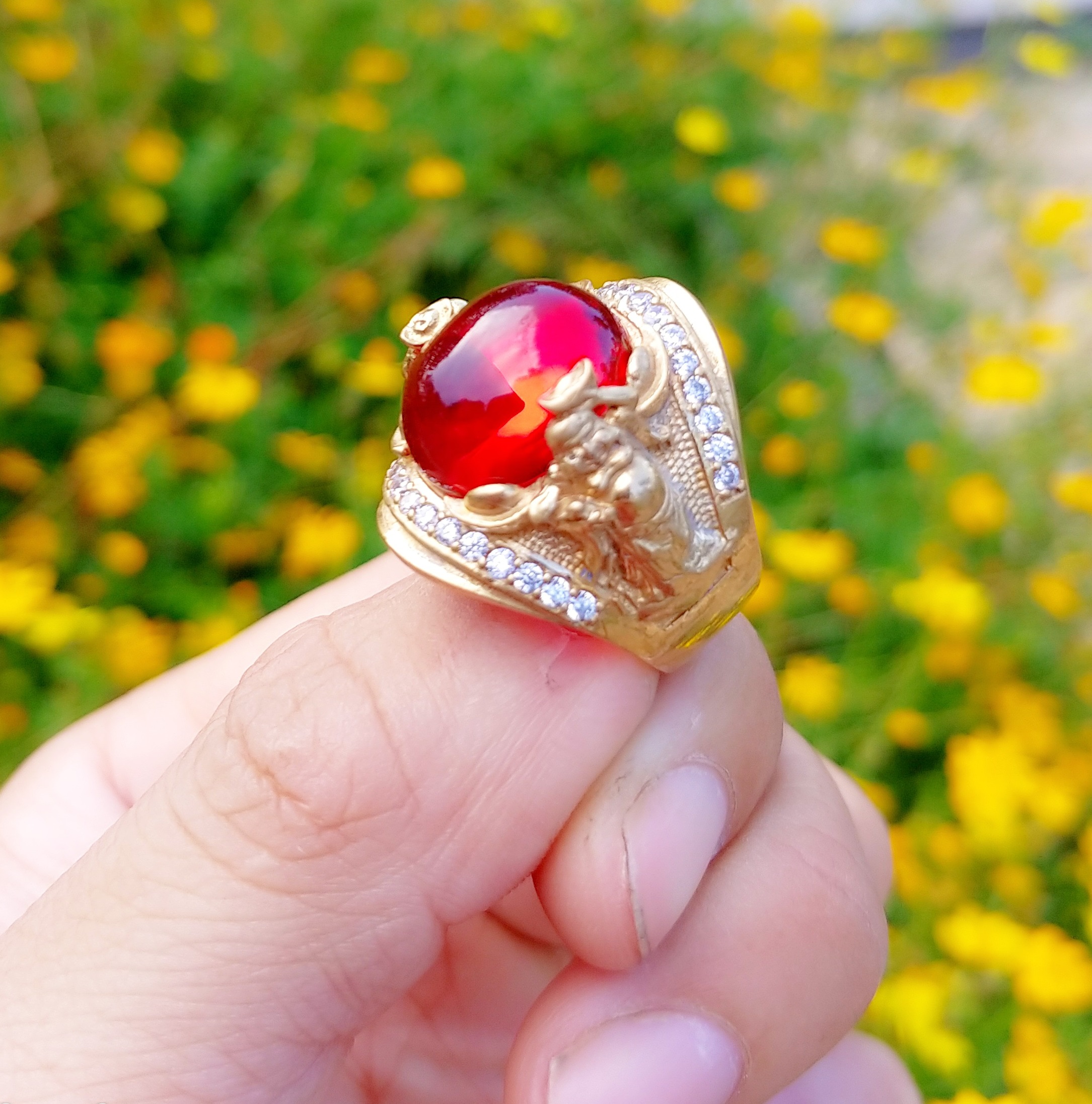 (Sixe nhỏ-Có ký hiệu-Dùng vĩnh cữu) Nhẫn Nam Thần Tài Vàng Vonfram Không Phai Màu- Bảo Hành 5 Năm Sử Dụng