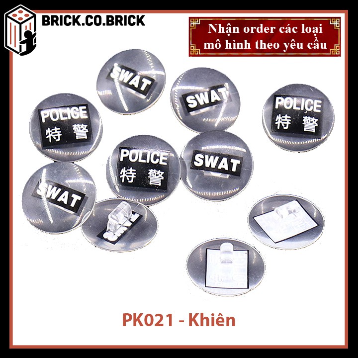 Phụ kiện MOC Army - Khiên SWAT trắng- Đồ chơi lắp ráp minifig và  mô hình sáng tạo trang trí quân đội- PK021 COMBO 2 cái