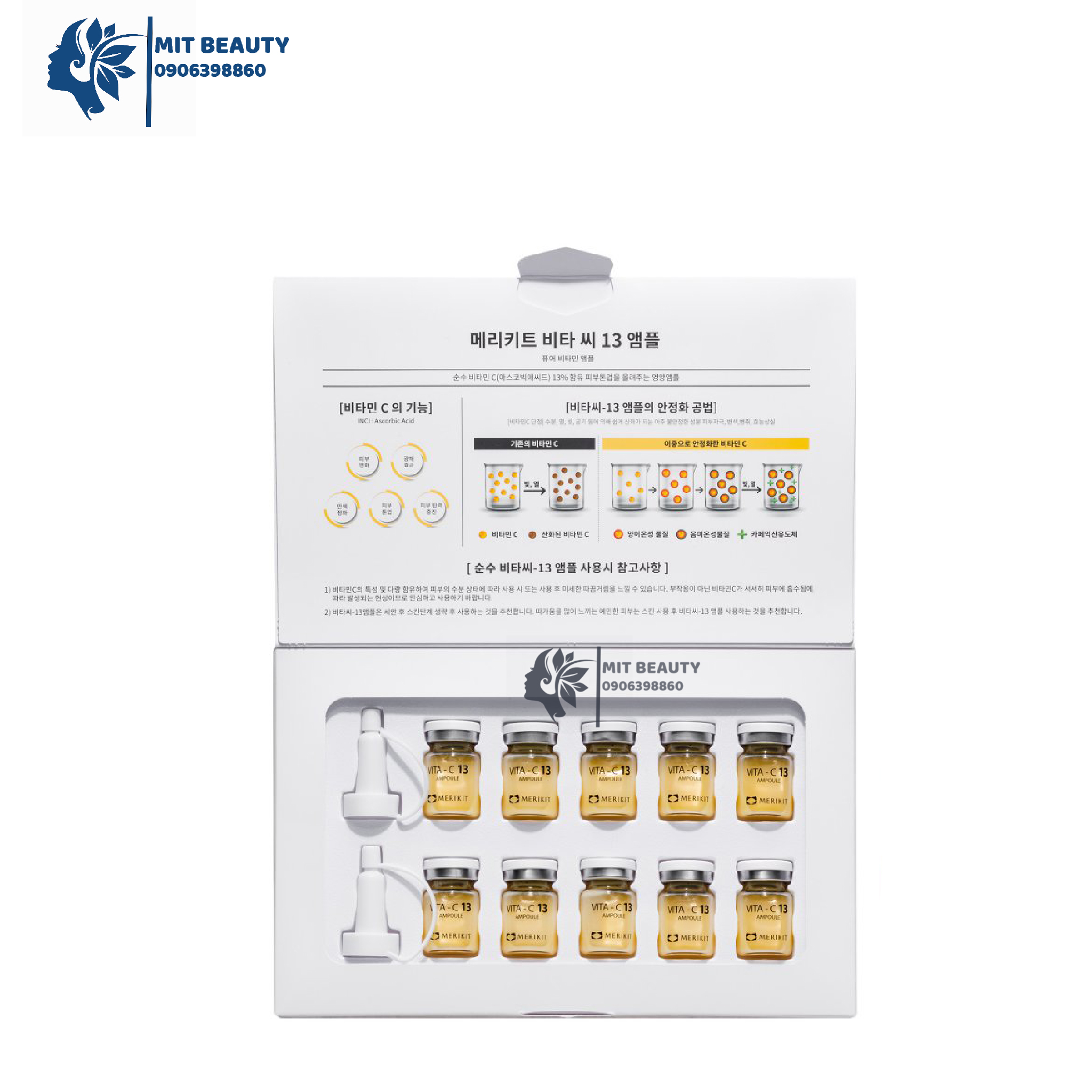 Tinh chất vita-c 13 ampoule merikit tinh chất cô đặc tinh khiết trắng da hàn quốc hộp 10 lọ