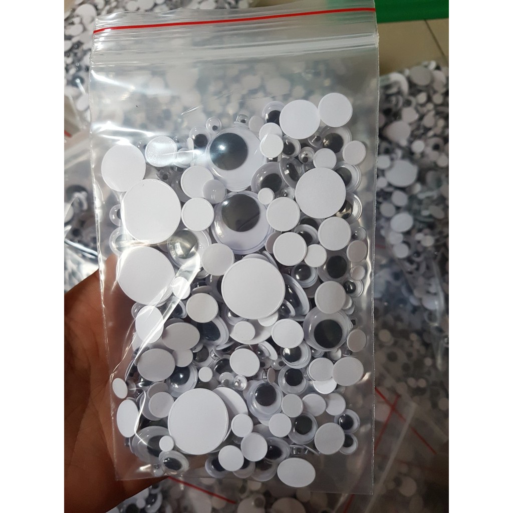 [Hoàn Tiền 10%]100-300 Cặp Mắt Thú Các Cỡ Có Keo Dán ( Giá 1 Túi) - Mắt Liếc