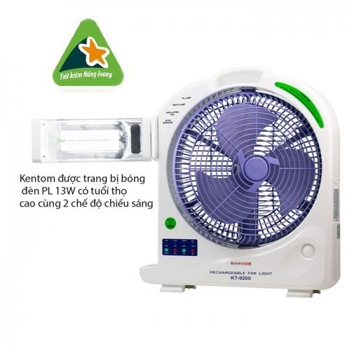 Quạt sạc kiêm đèn sạc 2 bình Kentom KT9200 (Trắng)