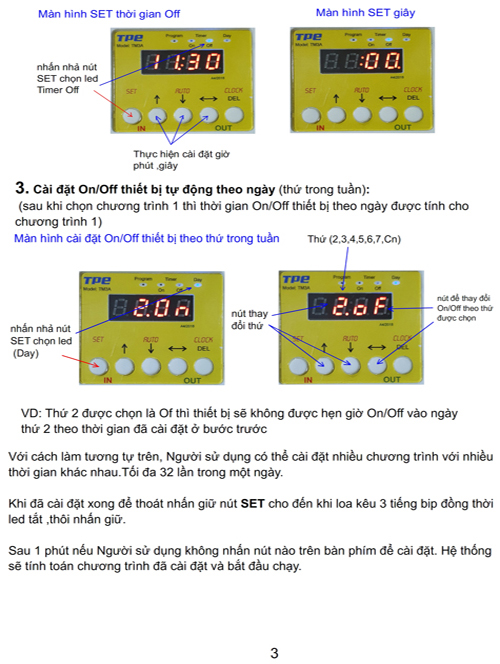 Bộ hẹn giờ tắt mở thiết bị điện TPE - TM3A