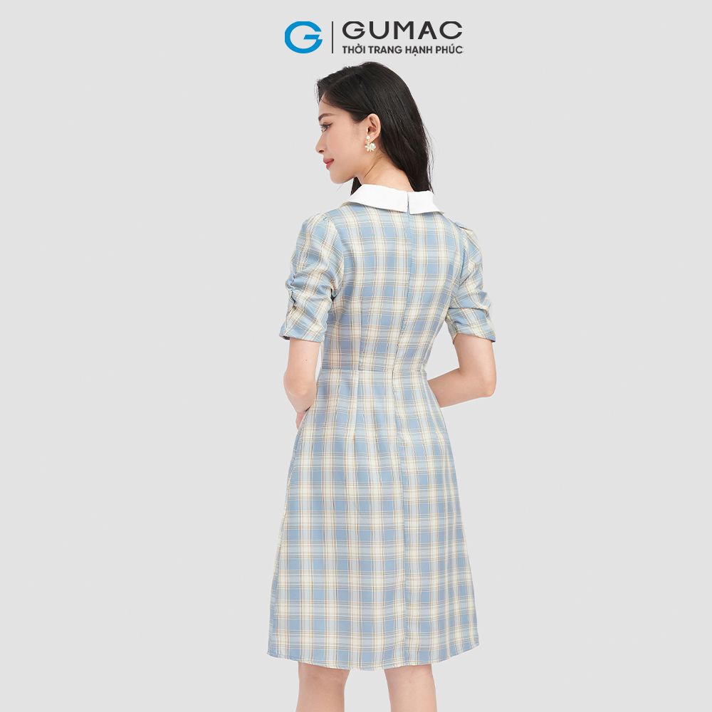 Đầm caro nút bọc thời trang GUMAC DC10055