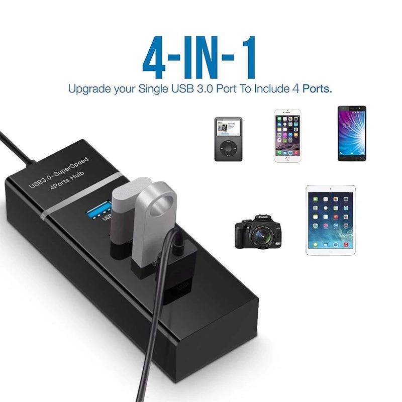 Hub USB, bộ chia 4 cổng USB 3.0 tốc độ cao cho máy tính