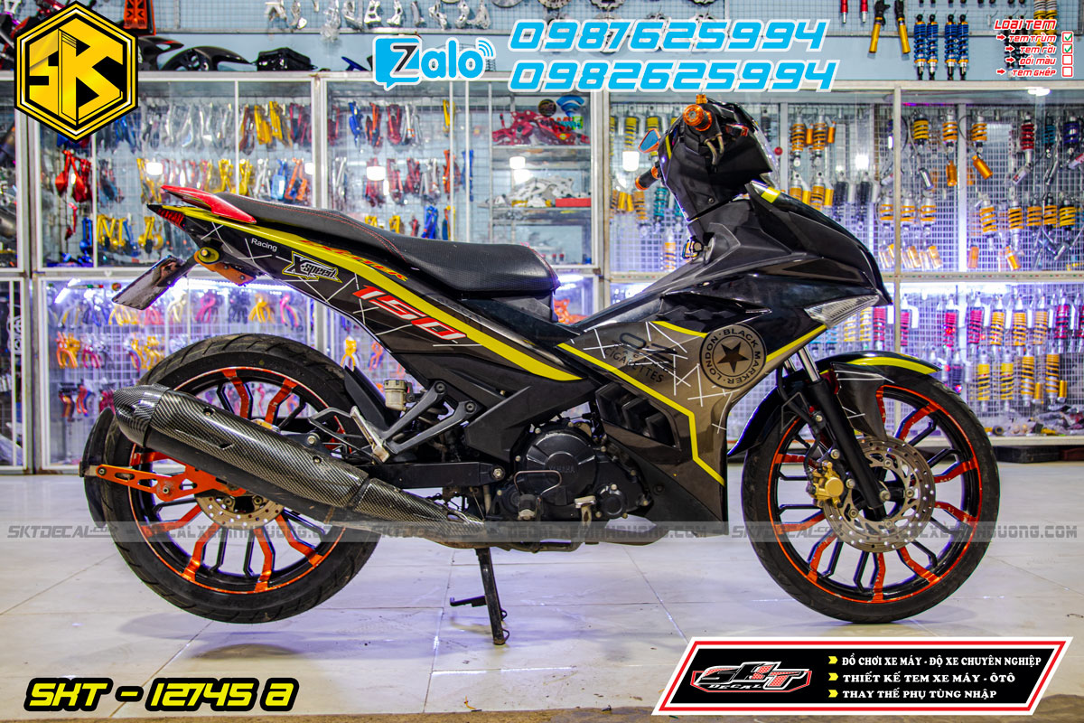 tem trùm exciter 150 vàng đen