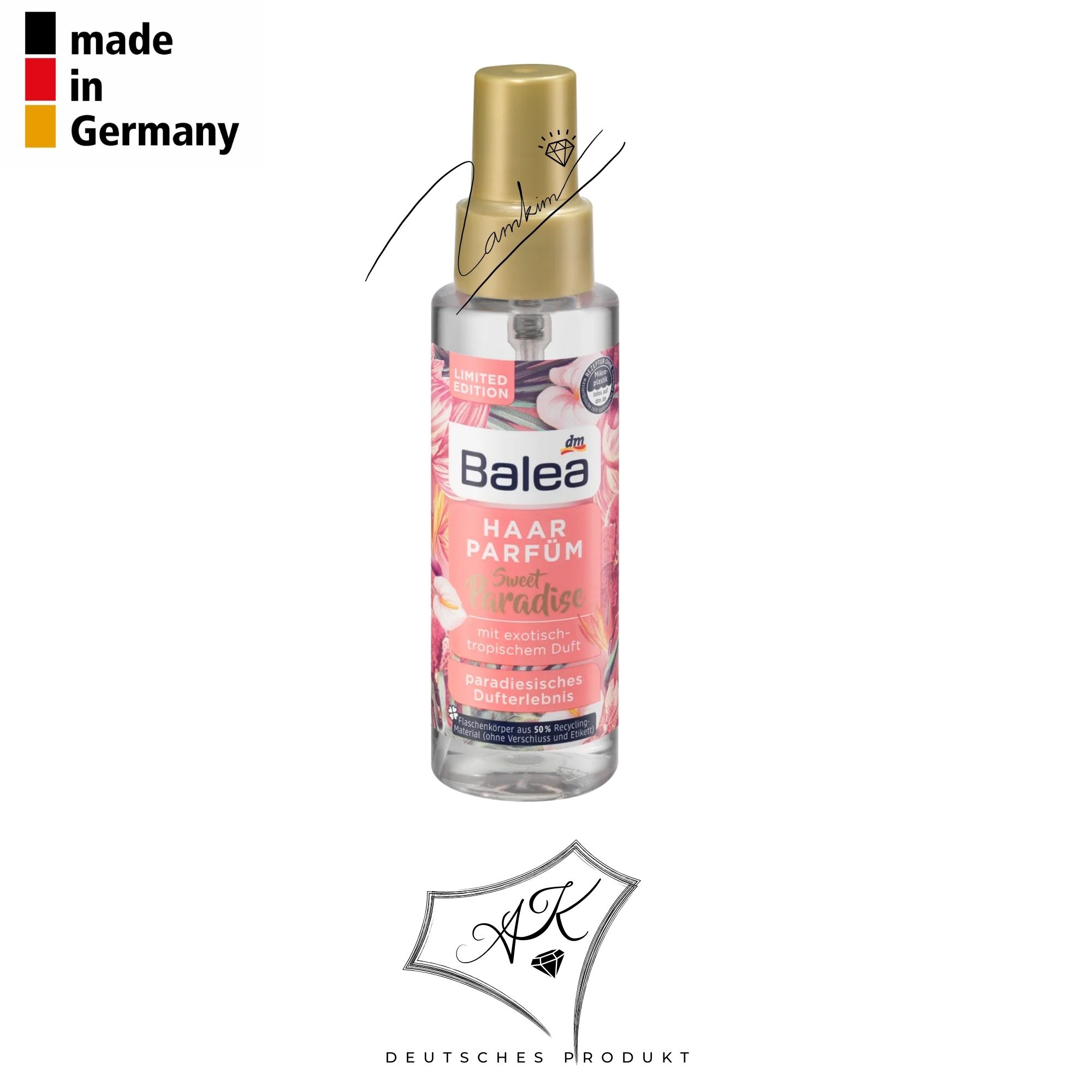 [ Hàng Đức ] Nước hoa xịt tóc, khử mùi, dưỡng ẩm Balea - 100ml