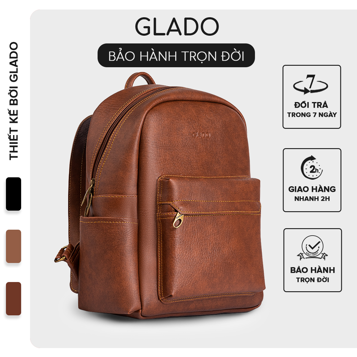 Balo nữ thời trang Glado màu đen - GB001