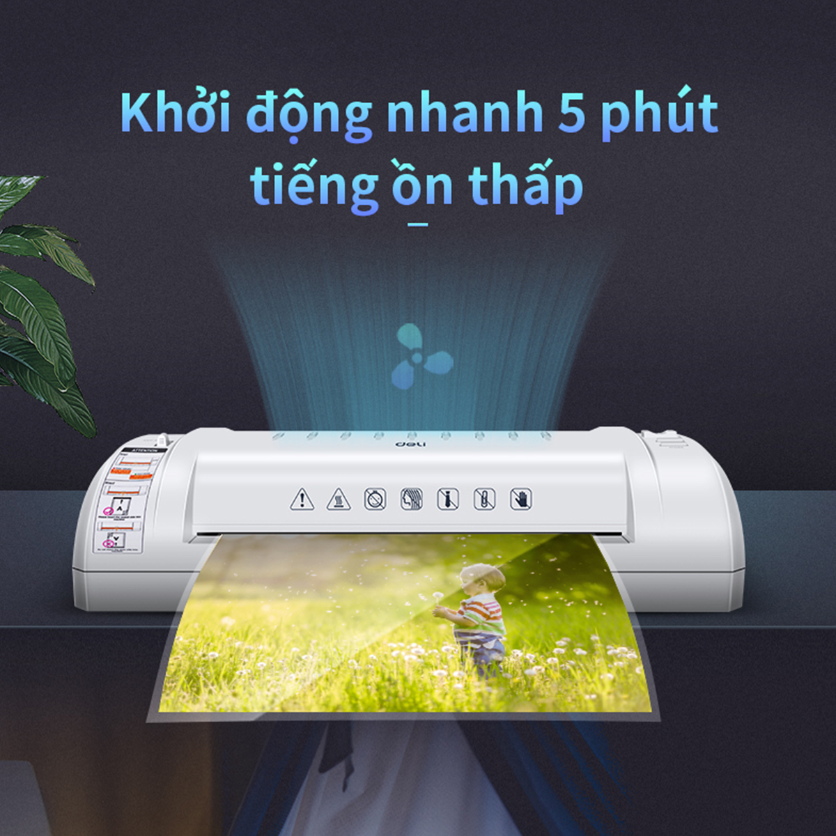 Deli E3893-EU Professional Plastic Laminator - Authentic, A4/A5/B5 Sizes, Safe and Easy to Use, Ideal for Laminating Photos, Posters, Office Documents, Fast Laminating Speed, High-Quality Laminating, Compact Design, 1-to-1 Replacement Warranty for 12M