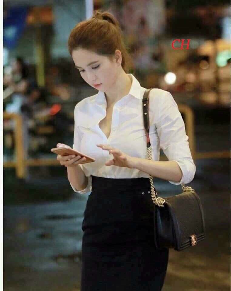 Áo sơ mi nữ tay dài phong cách công sở