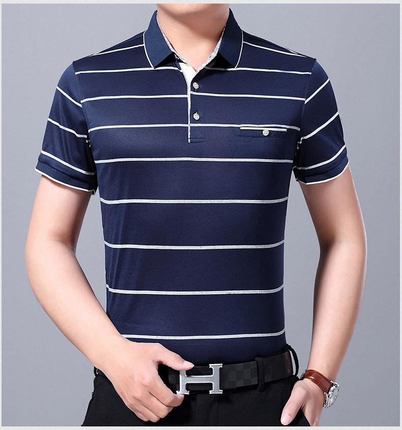 ÁO THUN NAM CỔ BẺ KẺ NGANG THỜI TRANG CAO CẤP MỚI