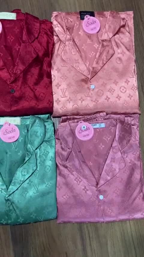 Bộ Đồ Ngủ Pijama Lụa Gấm Cao Cấp Áo Tay Dài