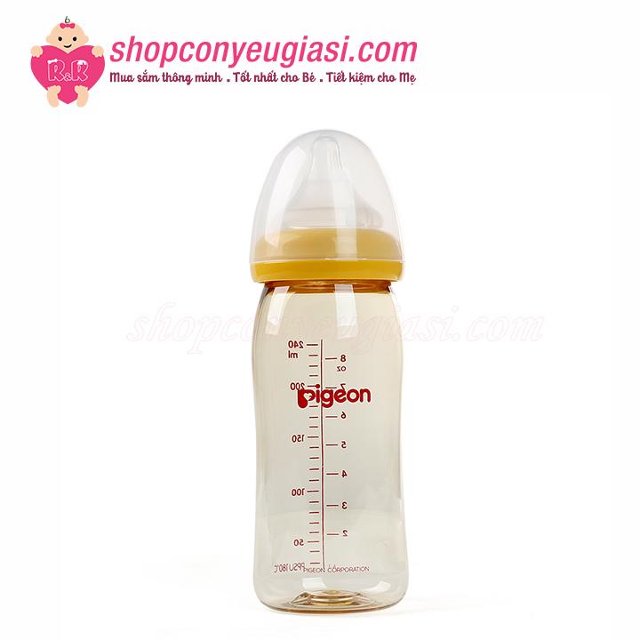 [HCM]Bình Sữa Pigeon Soft Touch PPSU Plus 240ml - Size M 3m+