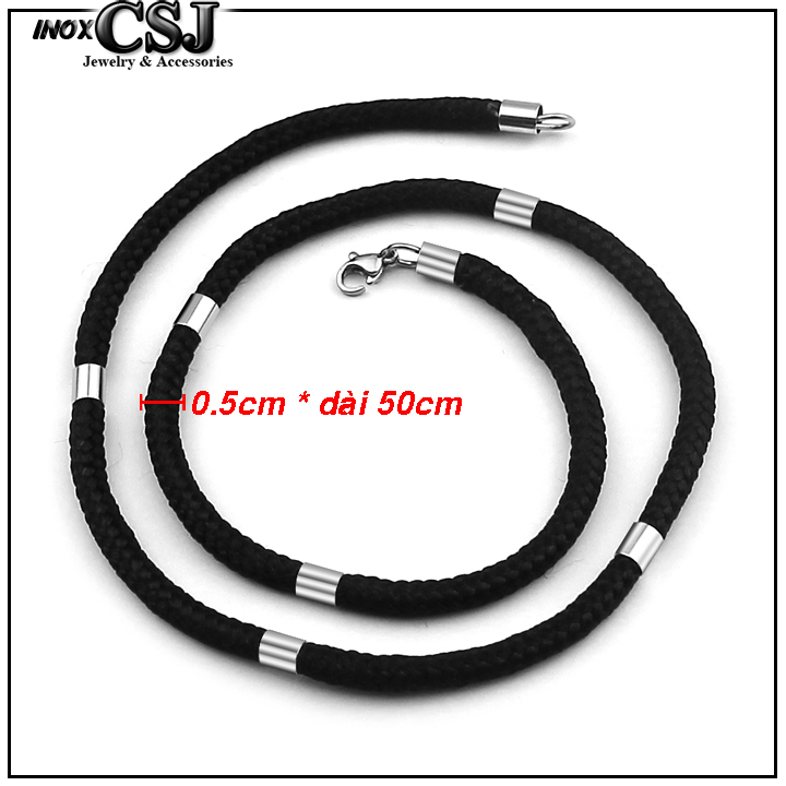 DÂY CHUYỀN NAM MÀU ĐEN BỌC KHOEN INOX CÁCH ĐIỆU DN098