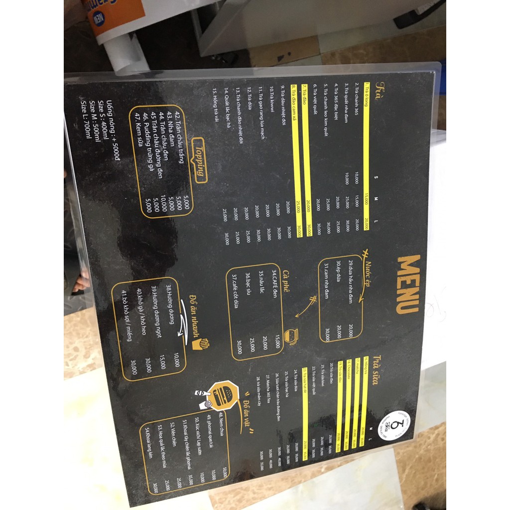 In Menu Giá Rẻ Ép Plastice Theo Yêu Cầu