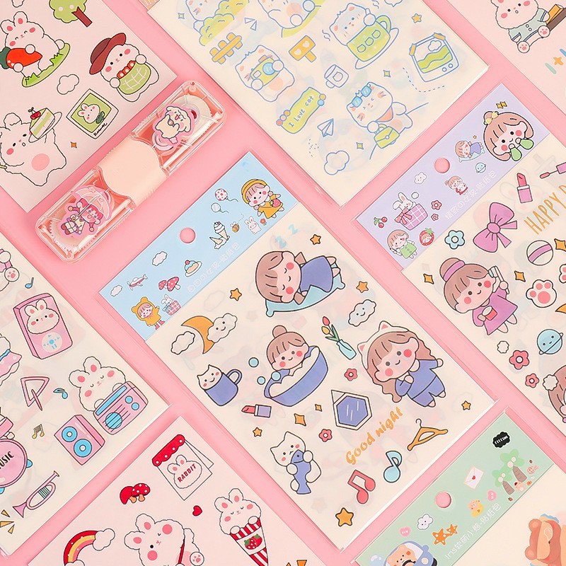 [ATKSHOP] Sticker Cô Gái decor trang trí bàn học, sổ nhật kí ( Set 4 tấm)
