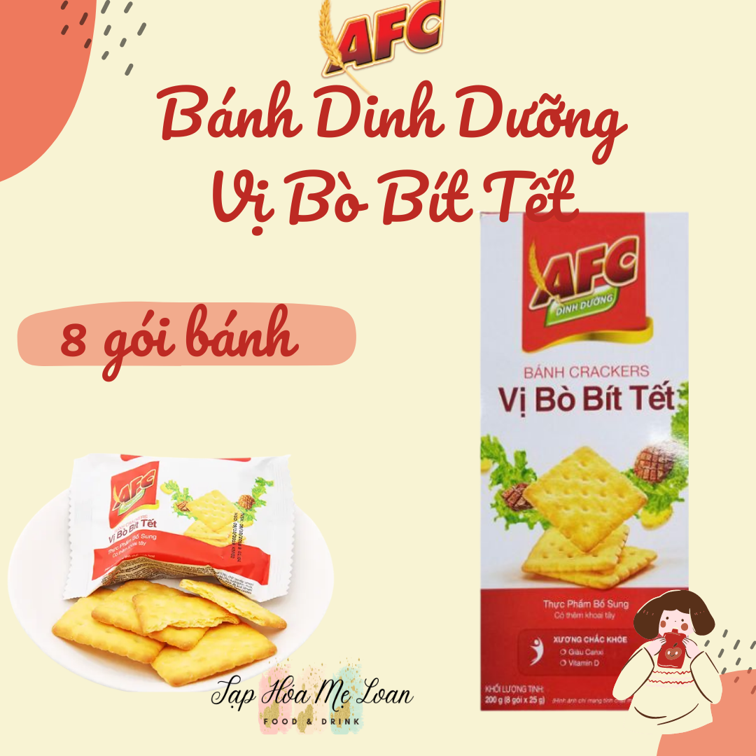 Bánh Dinh Dưỡng Cracker AFC Vị Lúa Mì/Tảo Biển/Rau/Bò Bít Tết Hộp 200g