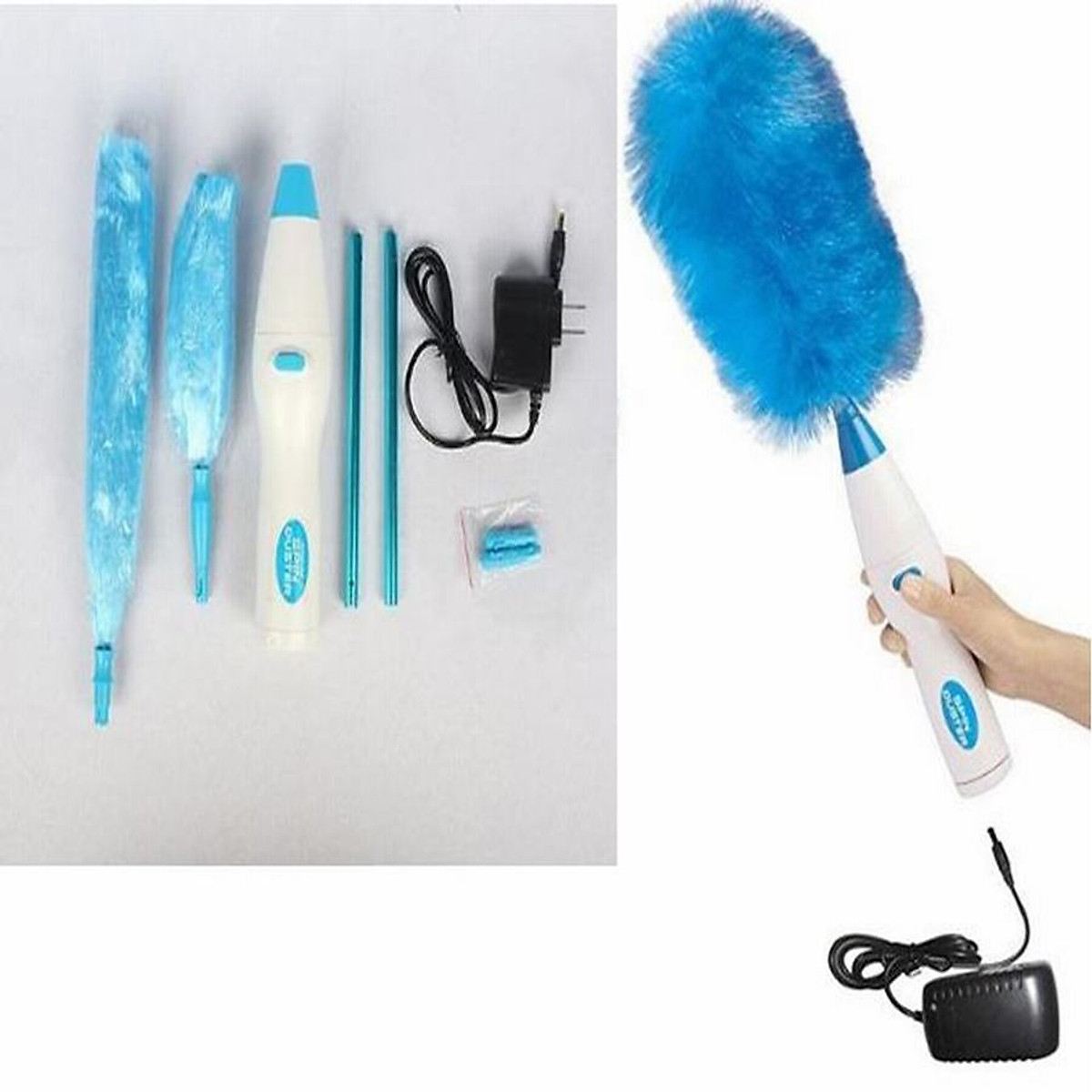 Chổi lông quét bụi tĩnh điện tự động 360 độ, chổi quét bụi tích điện spin duster thông minh đa năng chức năng