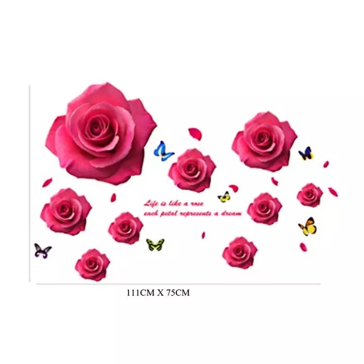 DECAL DÁN TƯỜNG HOA HỒNG ĐỎ VÀ ĐÔI TÌNH NHÂN