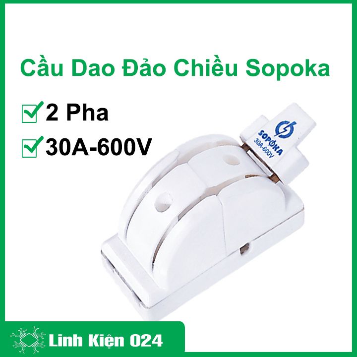Cầu dao đế sứ đảo chiều 2 pha / 3 pha 30a-600v sopoka