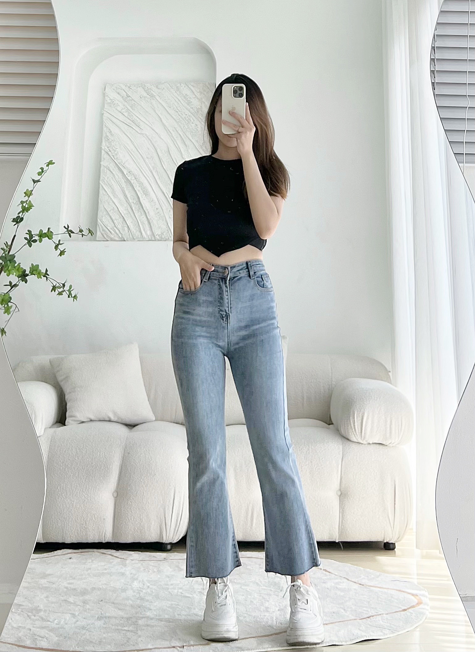Quần Jean Ống Loe 9 Tấc (Dài 88cm) - Leda