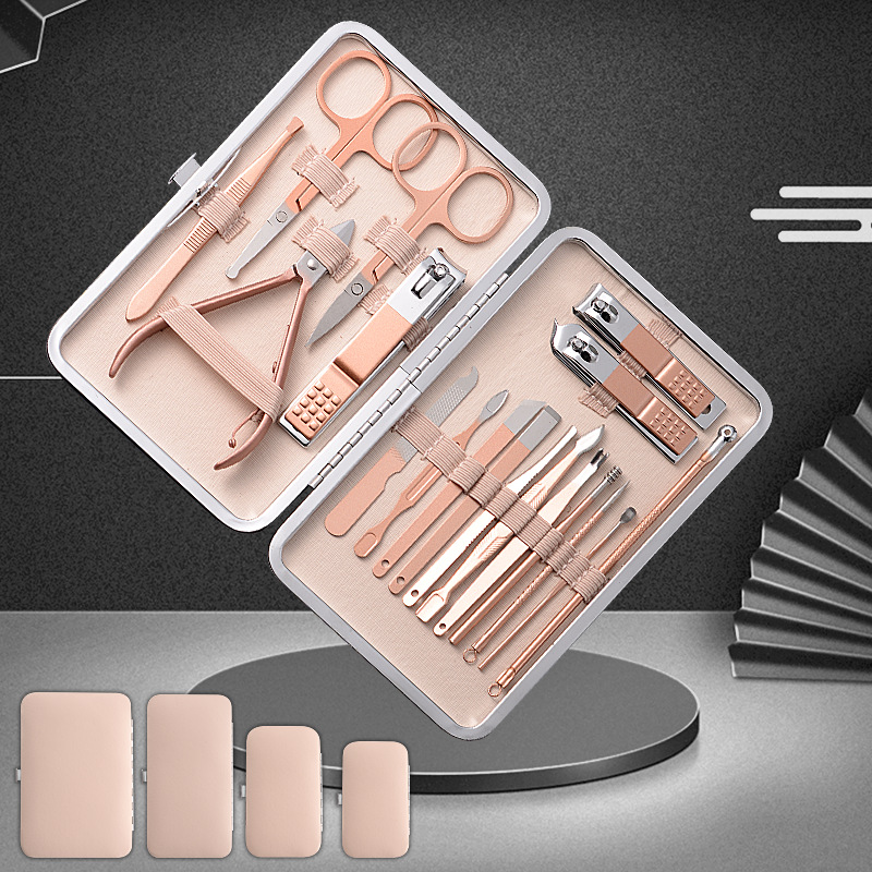 [SALE 50%] Bộ Bấm Móng Chăm Sóc Móng 7 Đến 18  Món Màu Hồng
