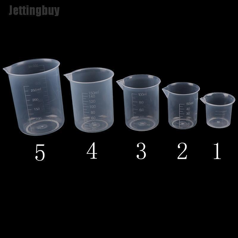 Jettingbuy 2Pcs transparent kitchen laboratory plastic volumetric beaker measuring cup