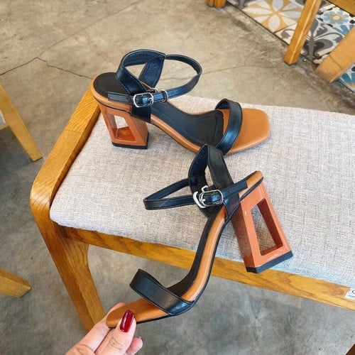 Giày cao gót 7cm, gót khoét lỗ hở mũi, size 35-40