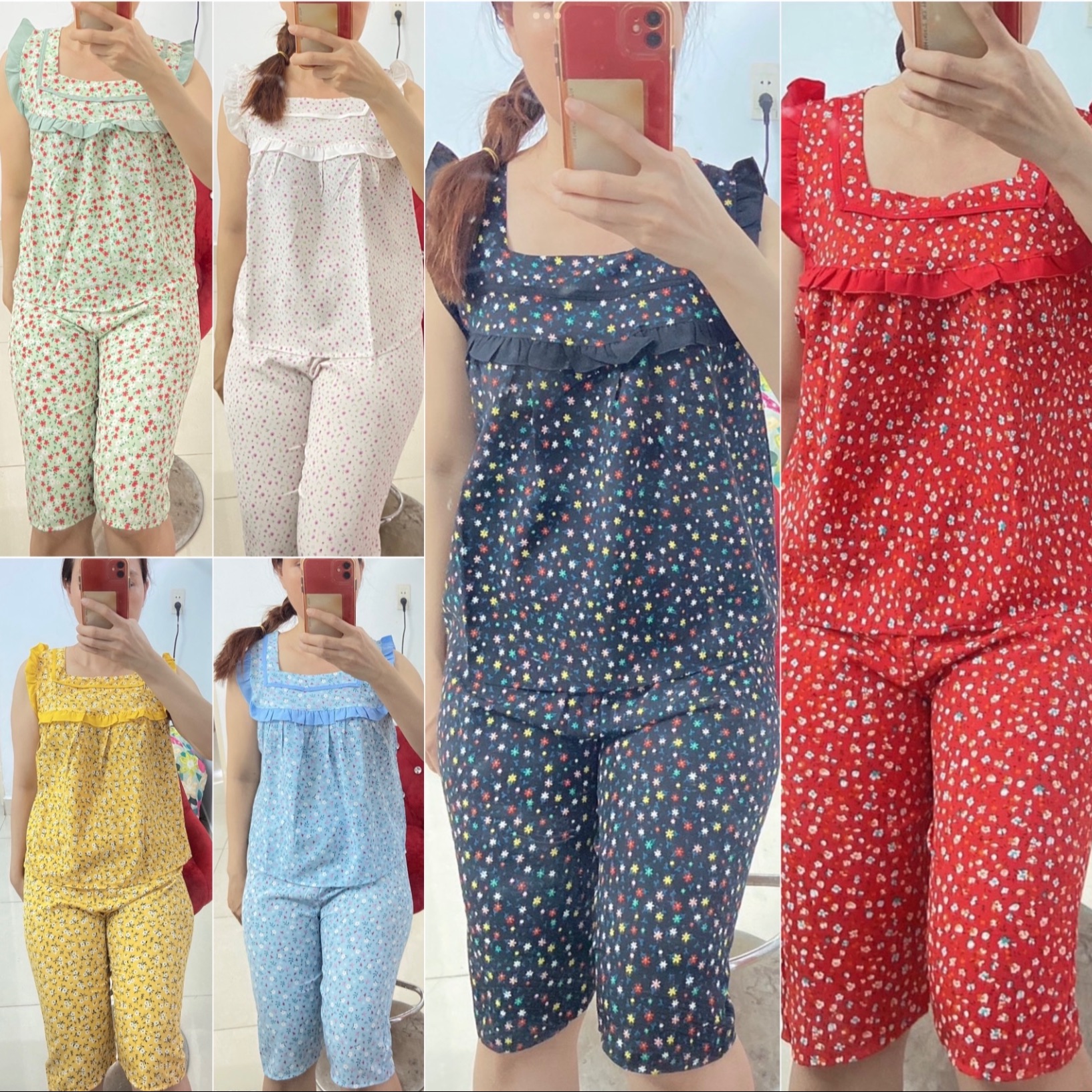 ĐỒ BỘ NỮ LỬNG LỤA CHẤT MẪU HOA ĐẸP TỪ 61kg ĐẾN 70kg