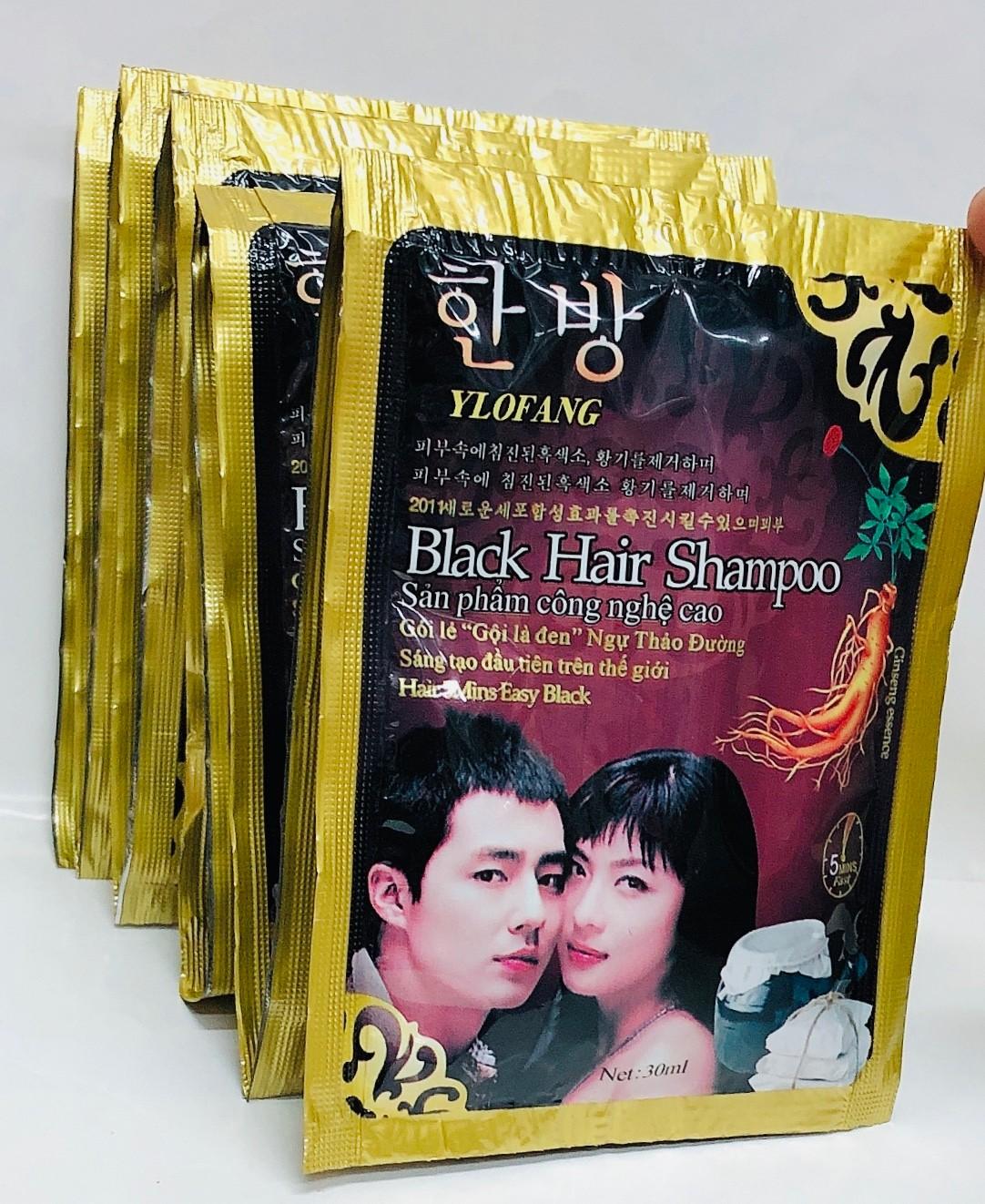 Gói Dầu Gội Nhuộm Đen Tóc Black Hair Shampoo Hàn Quốc - không mùi hôi không bám da đầu và không gây hại cho da