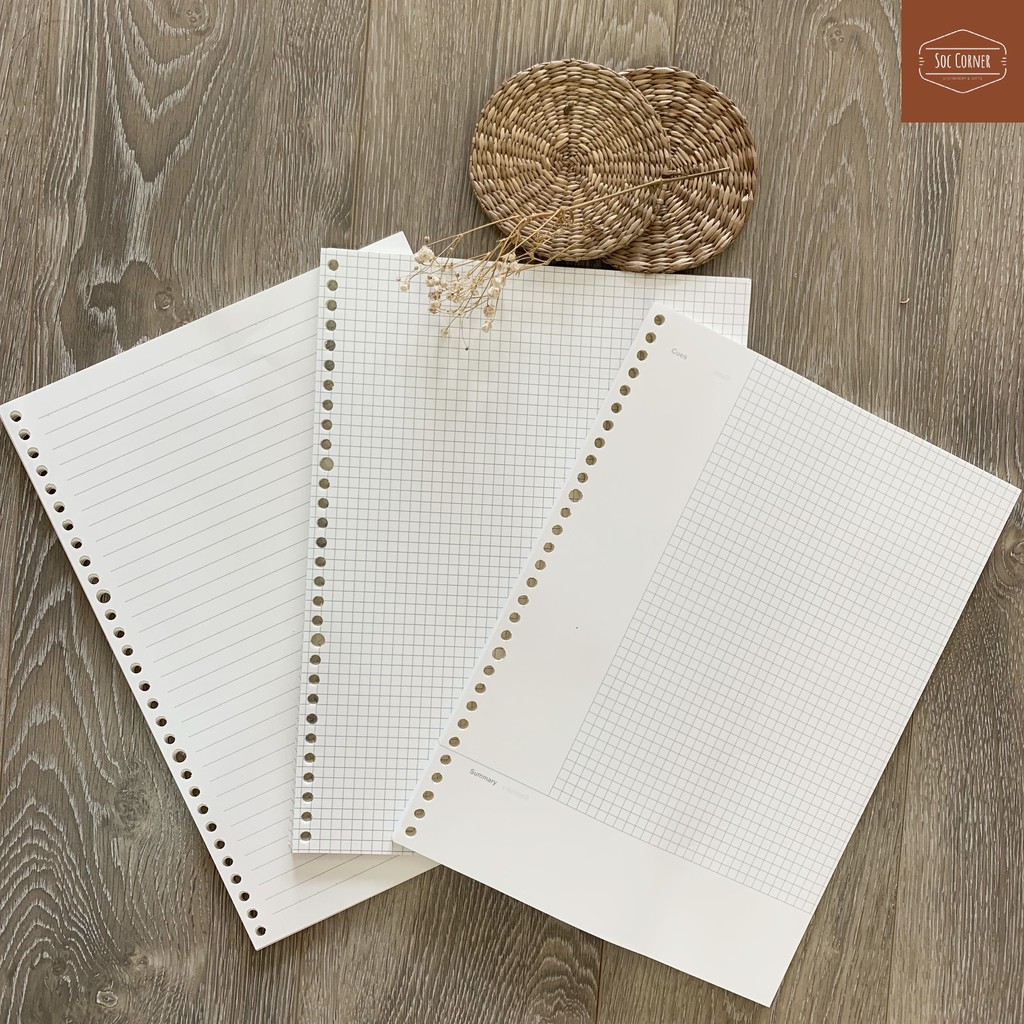 [HCM]Giấy refill A5 (20 lỗ) - B5 (26 lỗ) và A4 (30 lỗ) 60 tờ