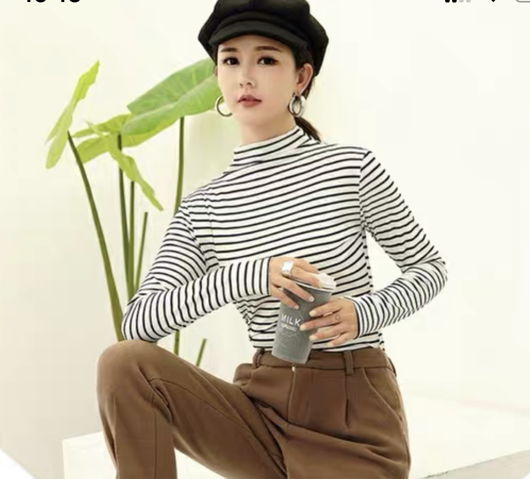 MS322 Áo giữ nhiệt cổ 3p kẻ ngang