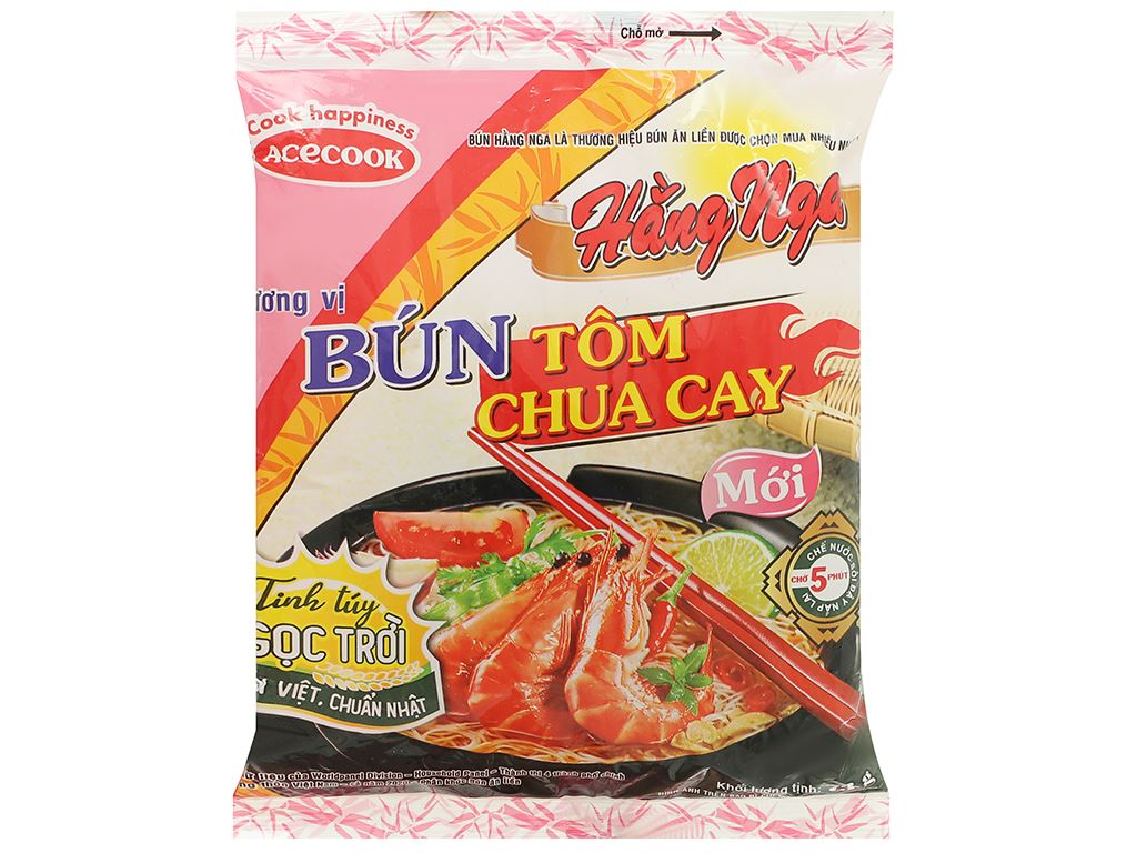 Bún tôm chua cay Hằng Nga 73g Th 30 gói