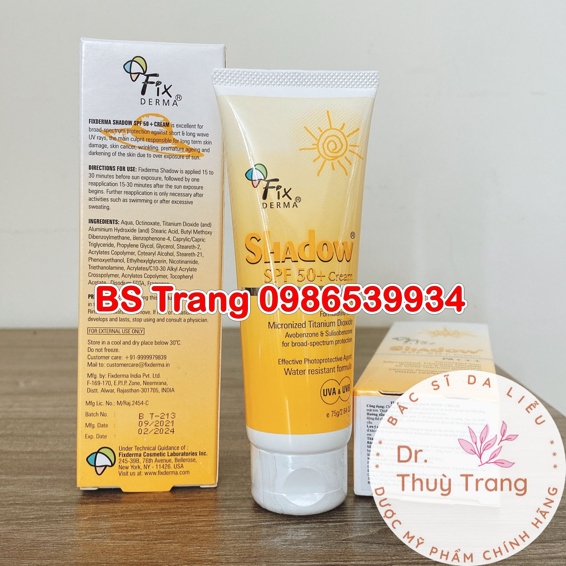 Kem chống nắng FixDerma Shadow Cream - 75gam