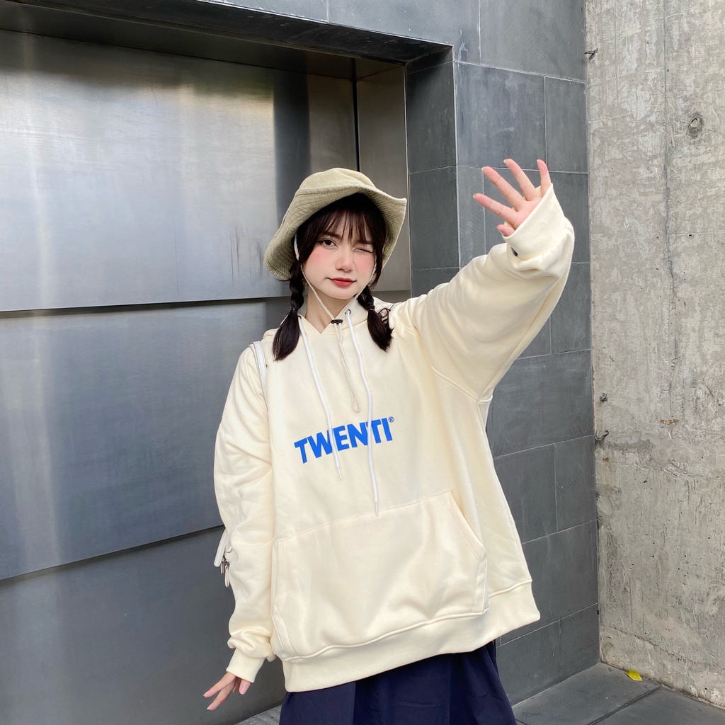 [Nhập RS0822 giảm 30k cho đơn 99k]ÁO HOODIE TWENTI NỈ COTTON TRẮNG KEM BASIC