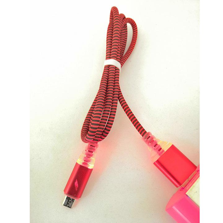 Cáp sạc dây dù cổng MicroUSB cho Android - Có đèn báo