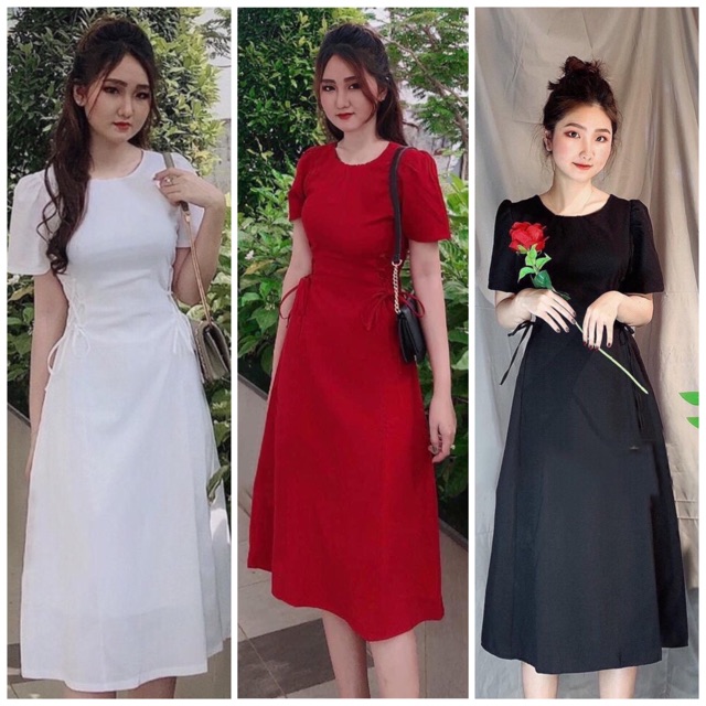 Đầm đan dây cổ tròn 3 màu