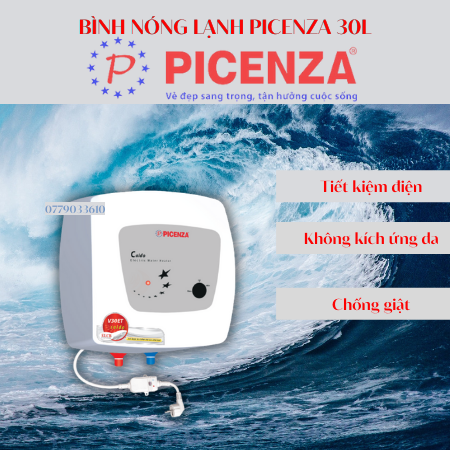 Bình nóng lạnh picenza vuông 30l v30et