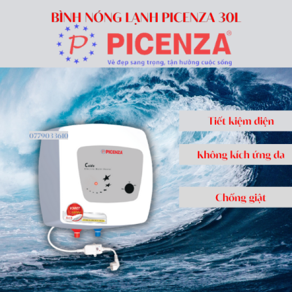 Bảng giá Bình nóng lạnh Picenza vuông 30L V30ET