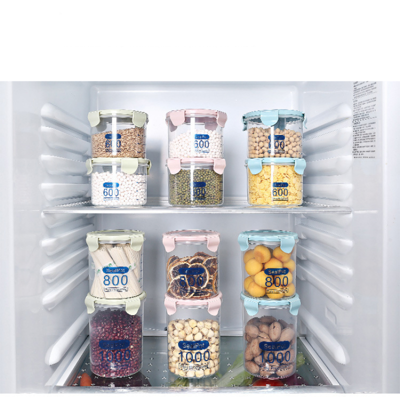 600ml, 800ml, 1000ml, 1500ml plastic convenient food container, kitchen storage jar
