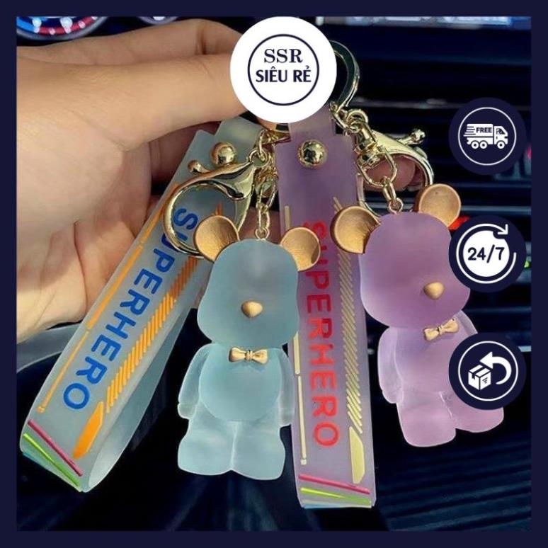 Móc Khoá Gấu Bearbrick Màu Pastel Có Dây Siêu Xinh