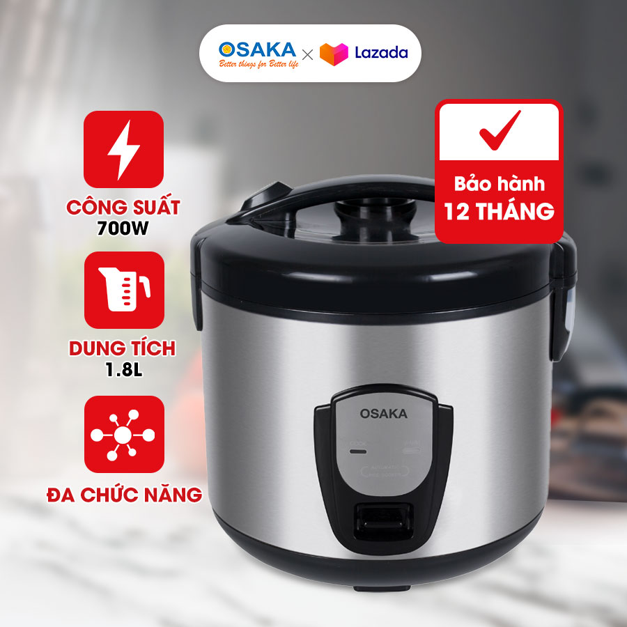 Nồi cơm điện 3D OSAKA RC-318P 1.8L (Xám ánh bạc)